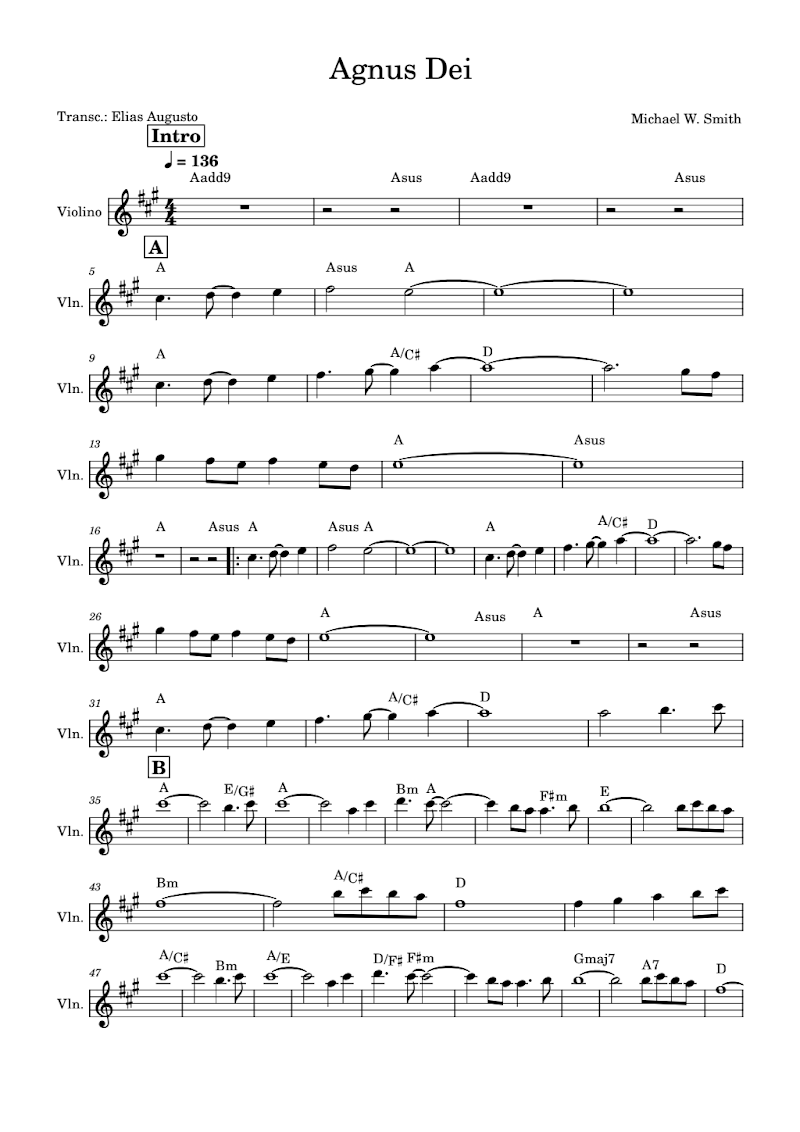 Agnus Dei violino harmonia