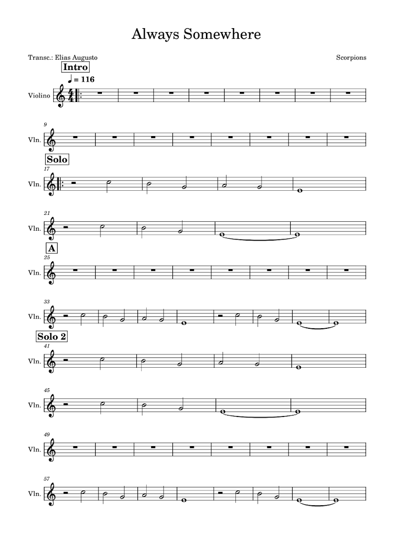 Always Somewhere Violino
