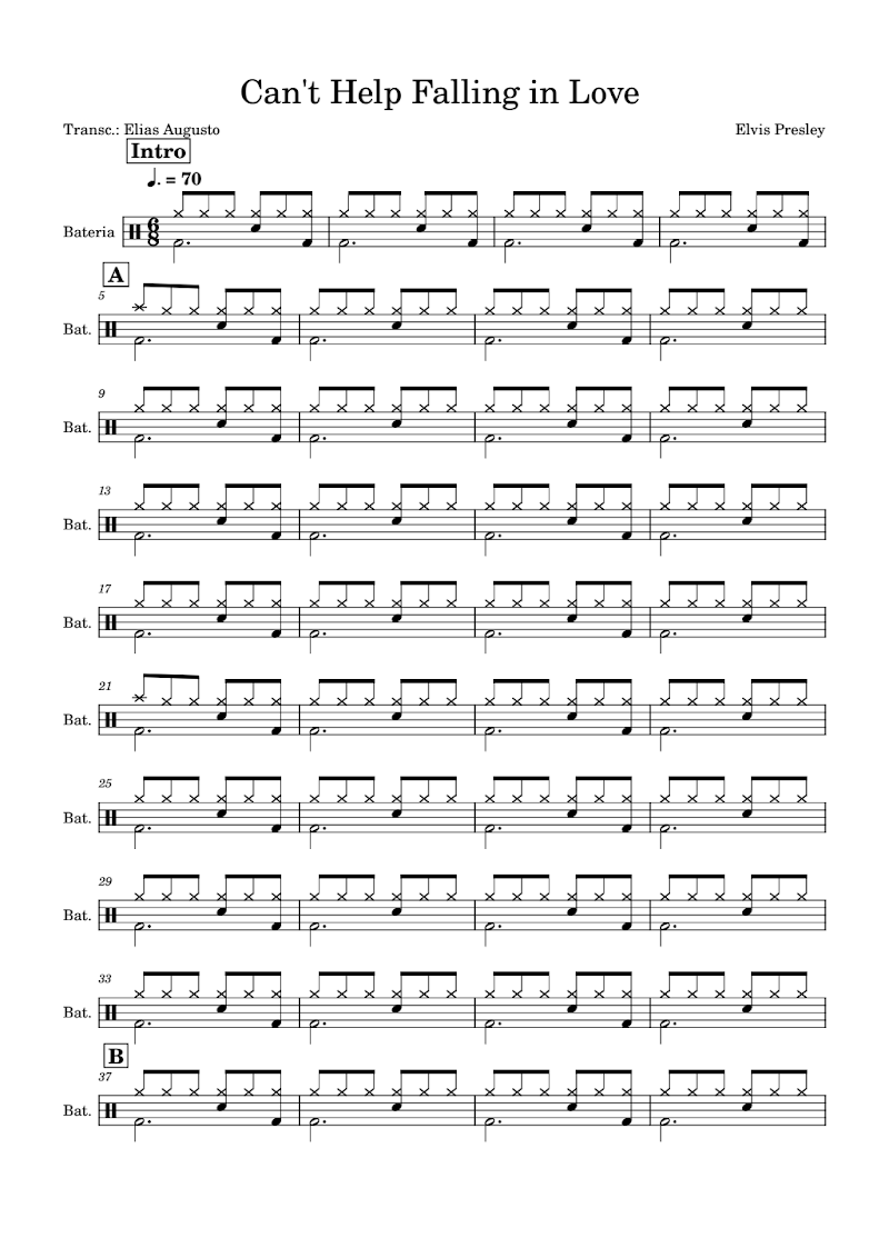 Can't Help Falling in Love Bateria