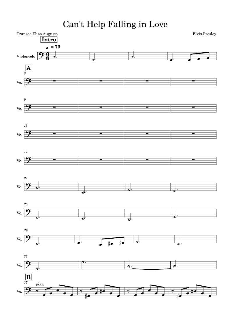 Can't Help Falling in Love Cello