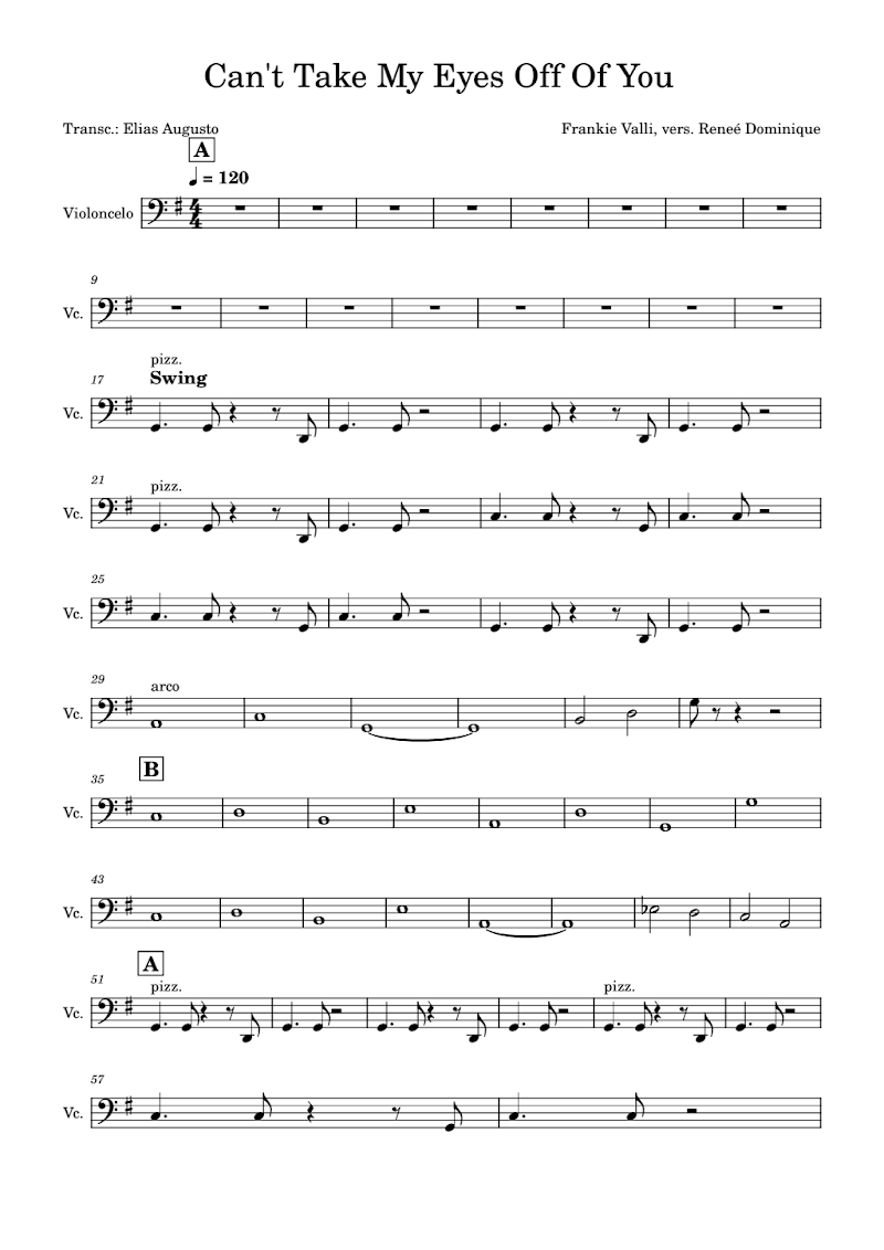 Can't Take My Eyes Off Of You Cello
