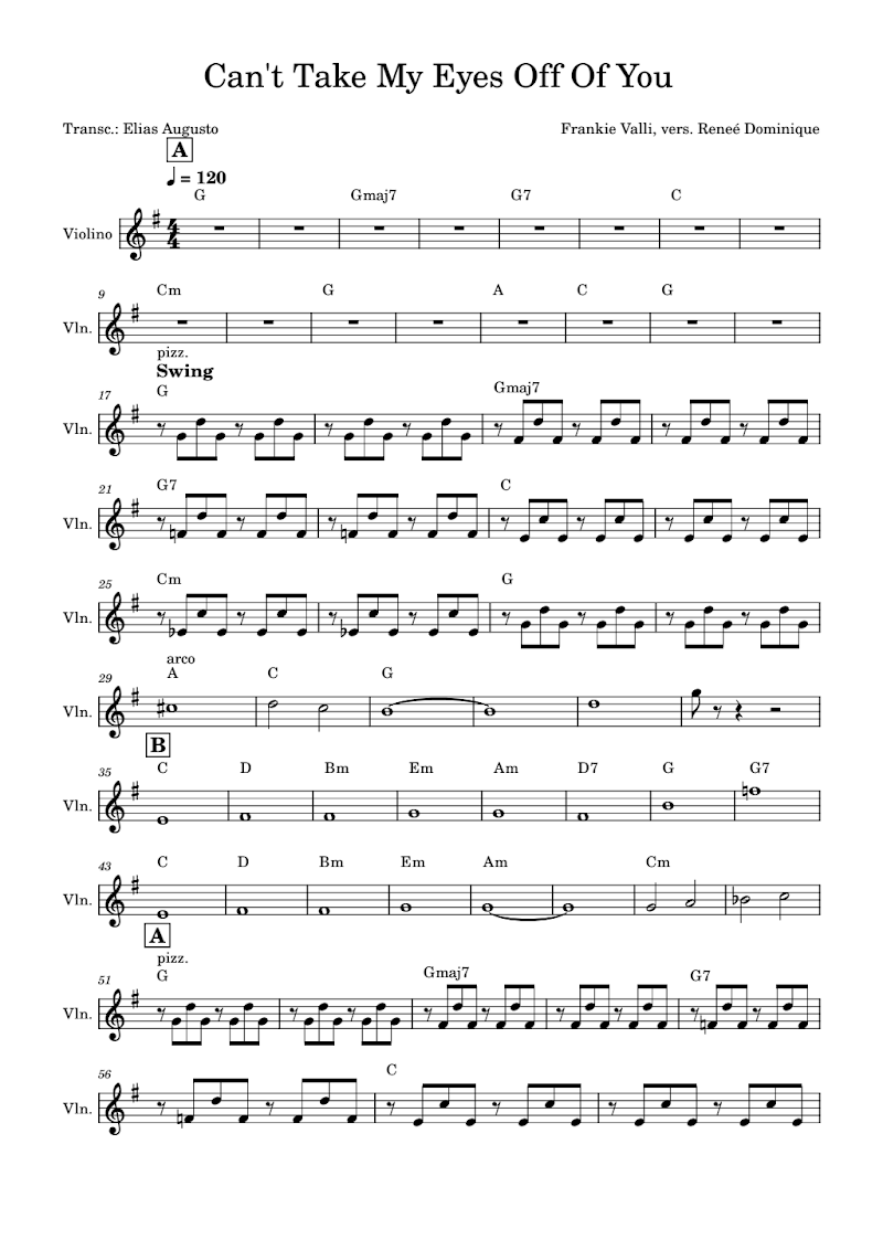 Can't Take My Eyes Off Of You Violino