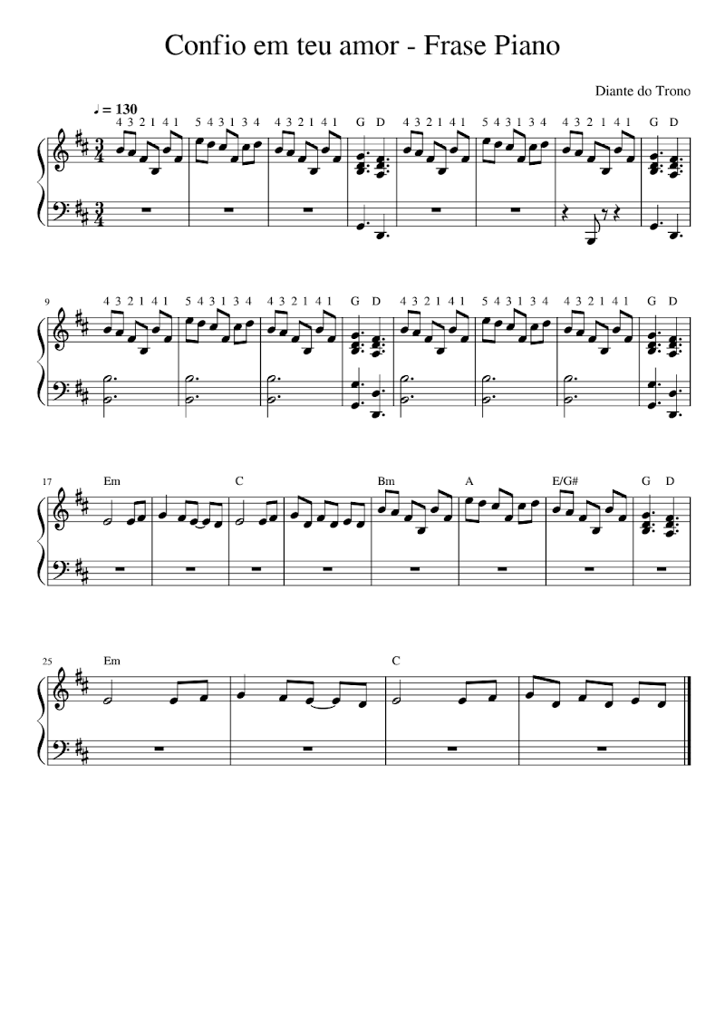 Confio em teu amor - Frase Piano