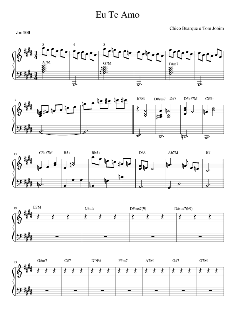 Eu Te Amo chords transposto
